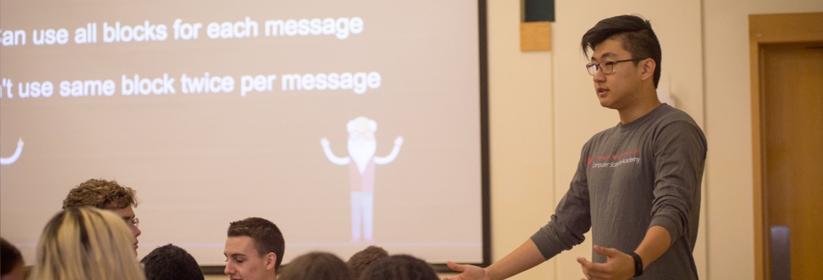 CMU student presents during a CS Academy Workshop